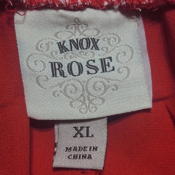 Knox Rose Pull On Shorts Women's XL Red Off White Ikat Print Flowy Pockets Boho - Picture 4 of 6